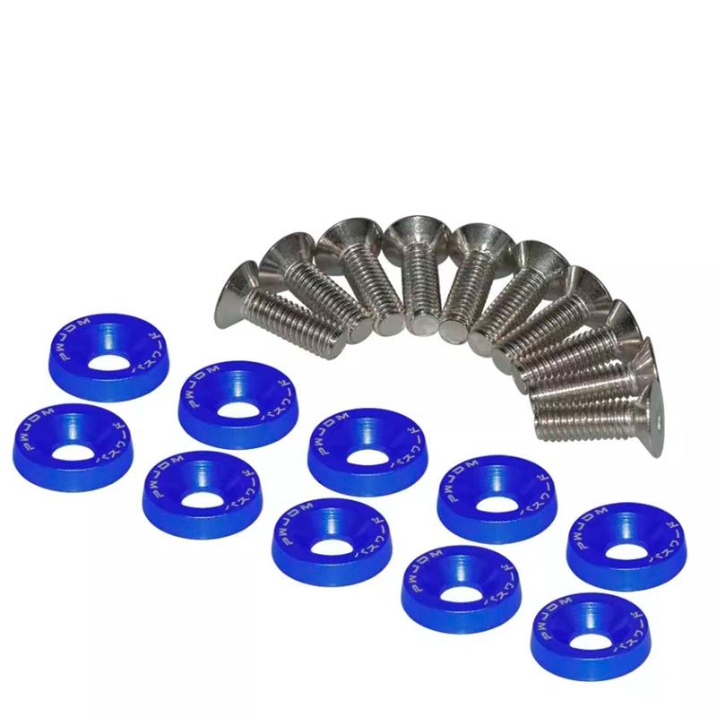 [72448-04] Arandela JDM azul con tornillos M6x16  - 10uds