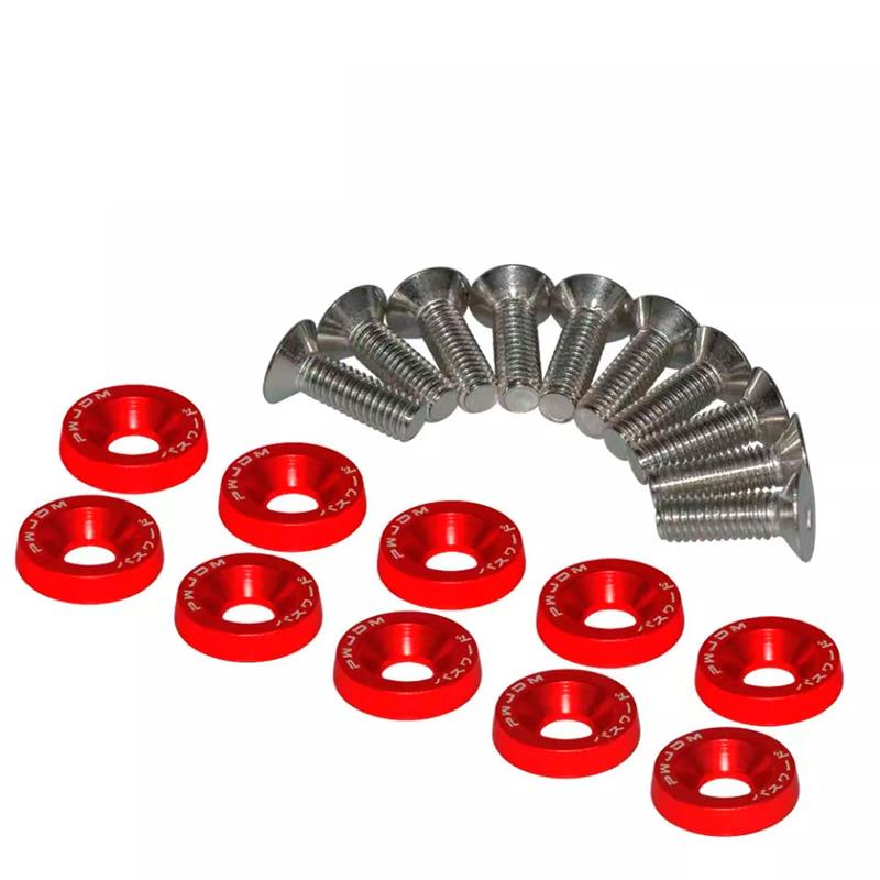 [72448-07] Arandela JDM roja con tornillos M6x16  - 10uds