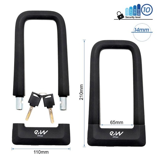 [CMM372] Candado en U de llave EWLK023 negro